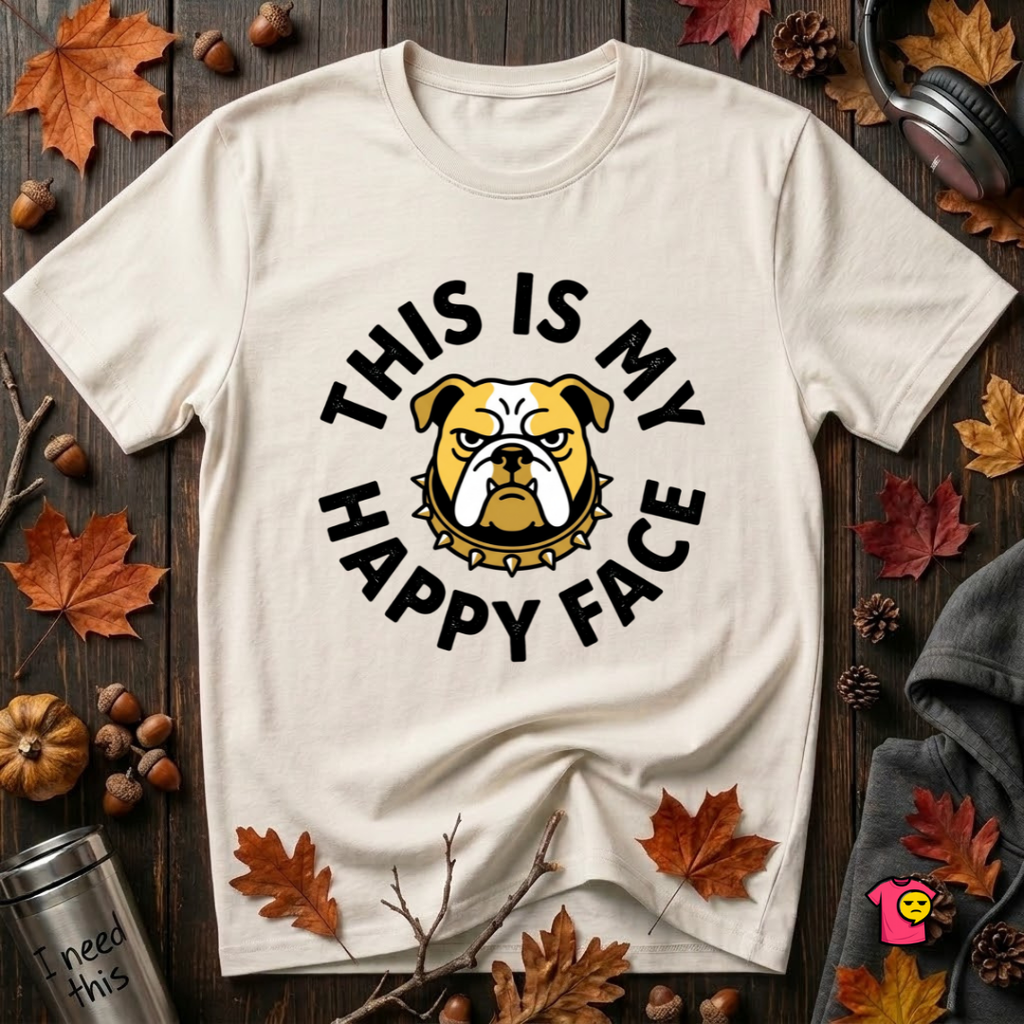 This is my Happy Face sarcastic graphic t-shirt in White by Snarky Sarks
