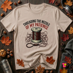 Threading the Needle of my Patience sewing t-shirt in Natural by Snarky Sarks