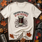 Threading the Needle of my Patience sewing t-shirt in White by Snarky Sarks