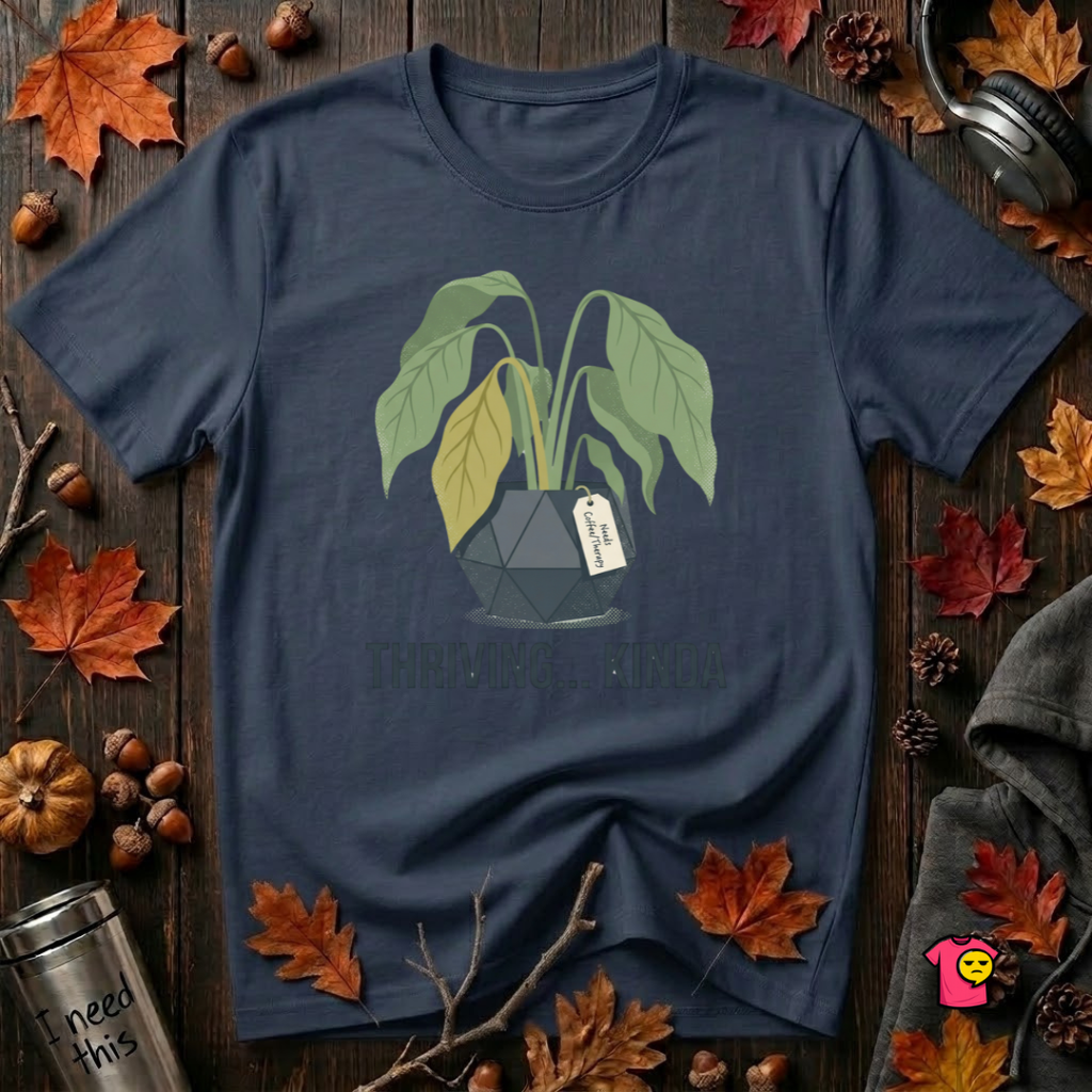 Thriving...Kinda sarcastic houseplant t-shirt in Navy by Snarky Sarks
