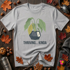 Thriving...Kinda sarcastic houseplant t-shirt in Solid Athletic Gray by Snarky Sarks