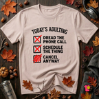 Today's Adulting -- Cancel Anyway sarcastic t-shirt in Soft Pink by Snarky Sarks