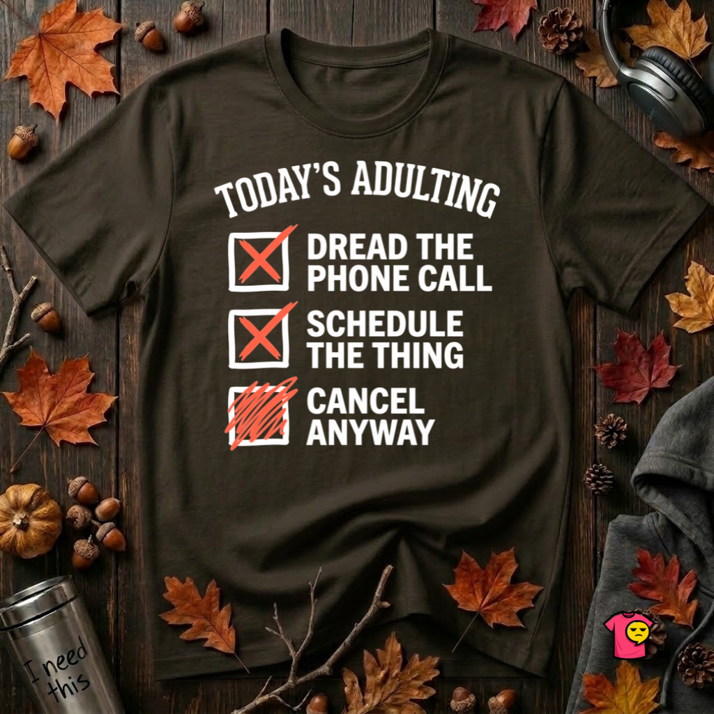 Today's Adulting sarcastic graphic t-shirt in Black by Snarky Sarks