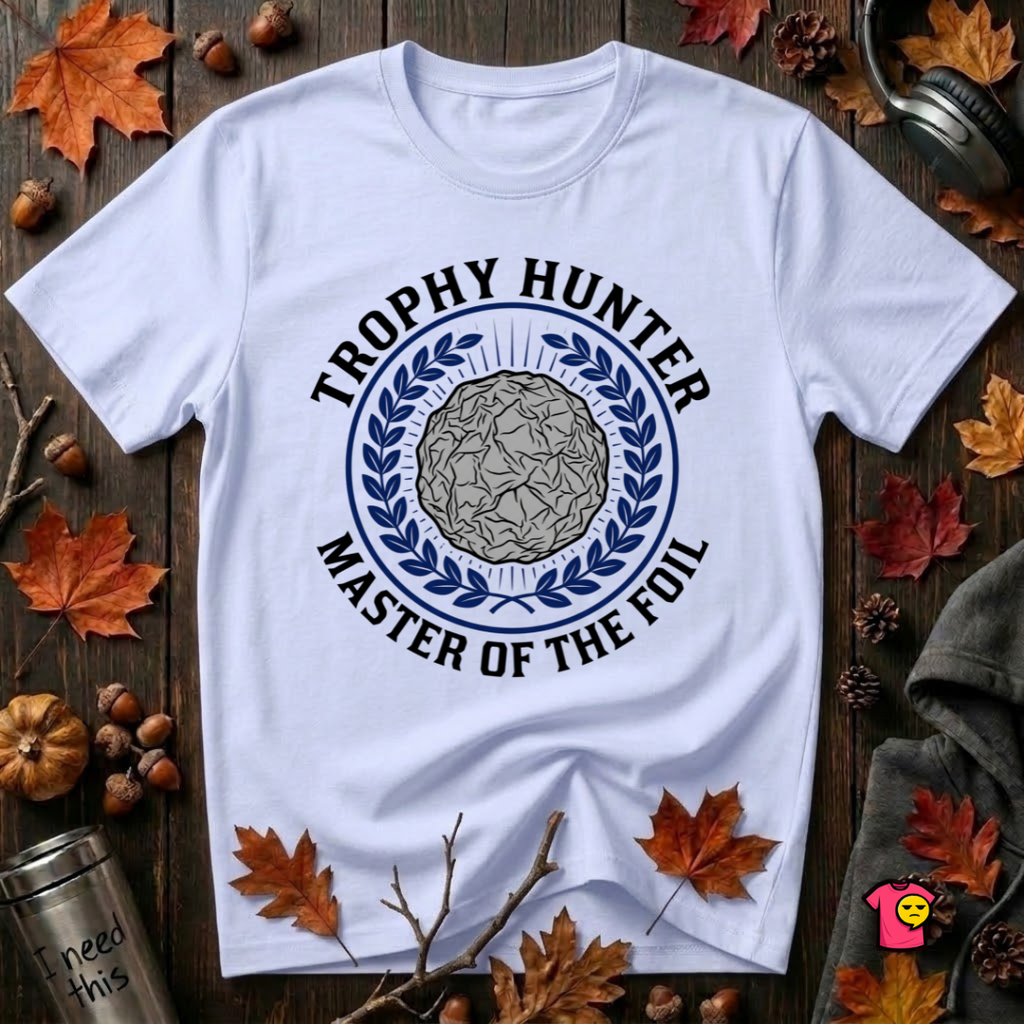 Trophy Hunter -- Master of the Foil fencing t-shirt in Ash by Snarky Sarks