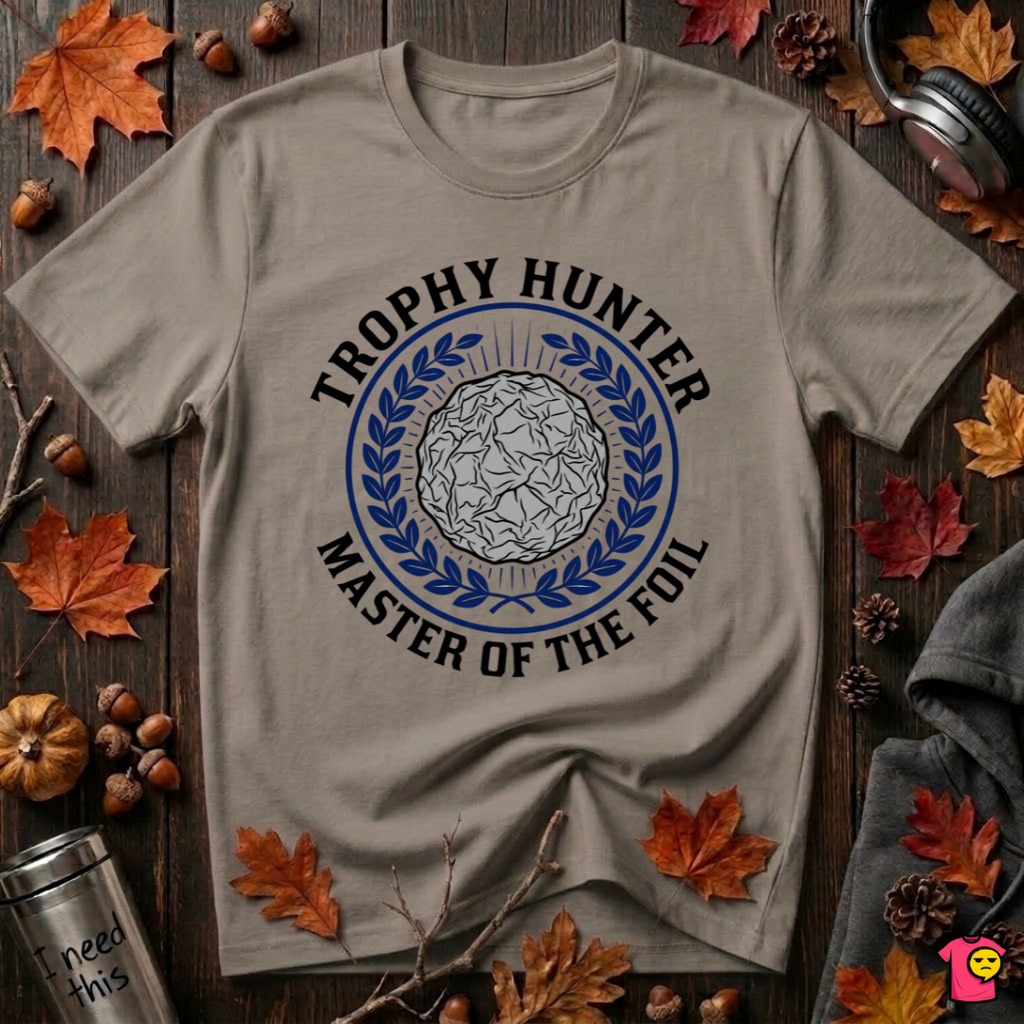Trophy Hunter -- Master of the Foil fencing t-shirt in Asphalt by Snarky Sarks