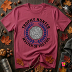 Trophy Hunter -- Master of the Foil fencing t-shirt in Cardinal by Snarky Sarks