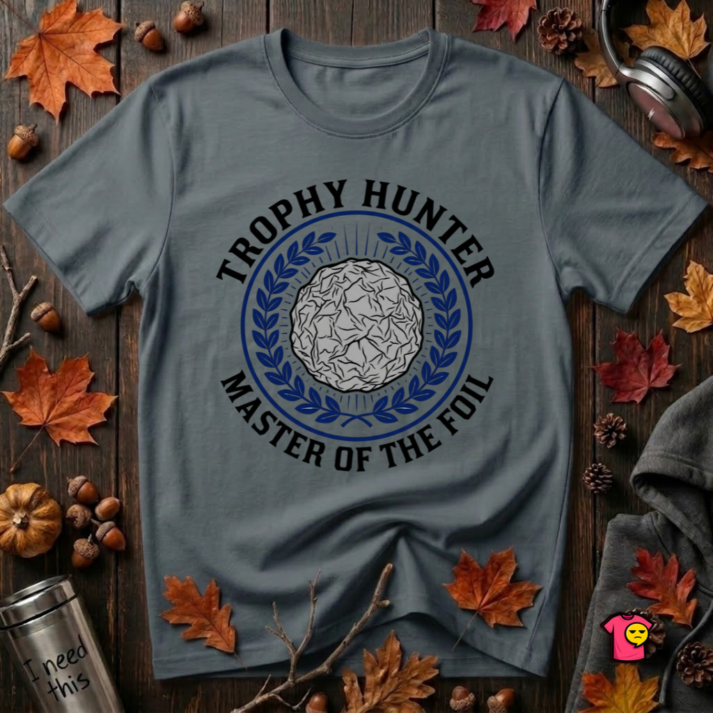 Trophy Hunter -- Master of the Foil fencing t-shirt in Dark Gray by Snarky Sarks