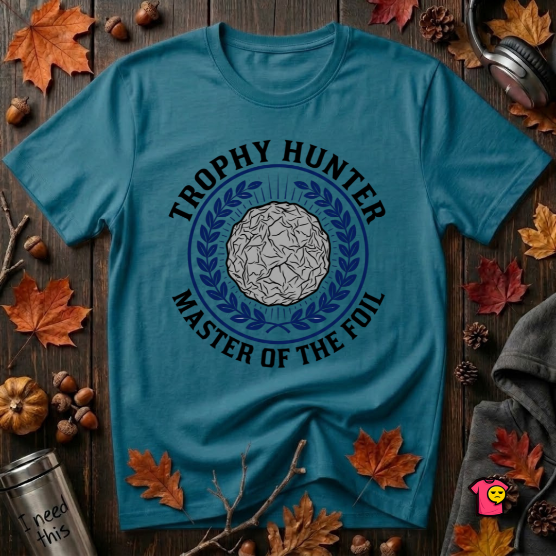 Trophy Hunter -- Master of the Foil fencing t-shirt in Deep Teal by Snarky Sarks