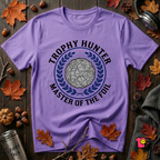 Trophy Hunter -- Master of the Foil fencing t-shirt in Heather Team Purple by Snarky Sarks