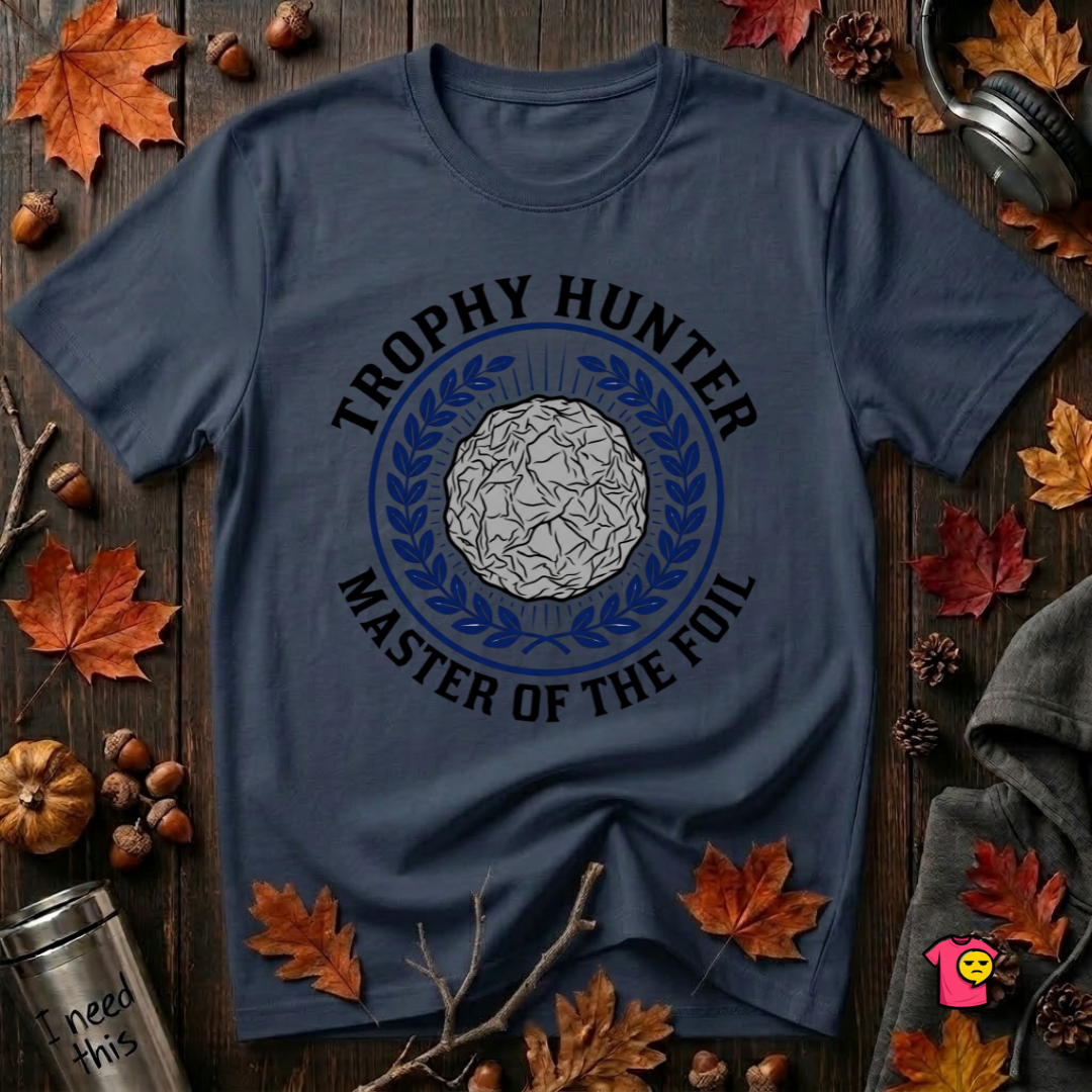 Trophy Hunter -- Master of the Foil fencing t-shirt in Navy by Snarky Sarks
