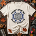 Trophy Hunter -- Master of the Foil sarcastic graphic t-shirt in White by Snarky Sarks
