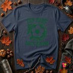 Try Hard Suck Anyway sarcastic graphic t-shirt in Navy by Snarky Sarks