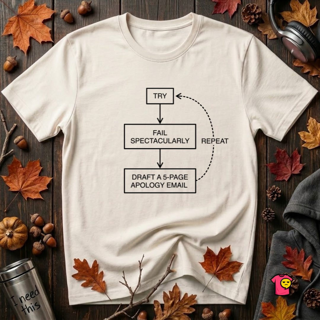 Try, Fail, Send a 5-Page Apology Email sarcastic t-shirt in White by Snarky Sarks