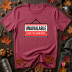 Unavailable. Please Try Again Never. sarcastic t-shirt in Cardinal by Snarky Sarks