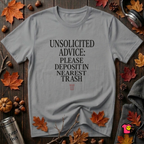 Unsolicited Advice Please Deposit in Trash t-shirt in Heather Storm by Snarky Sarks