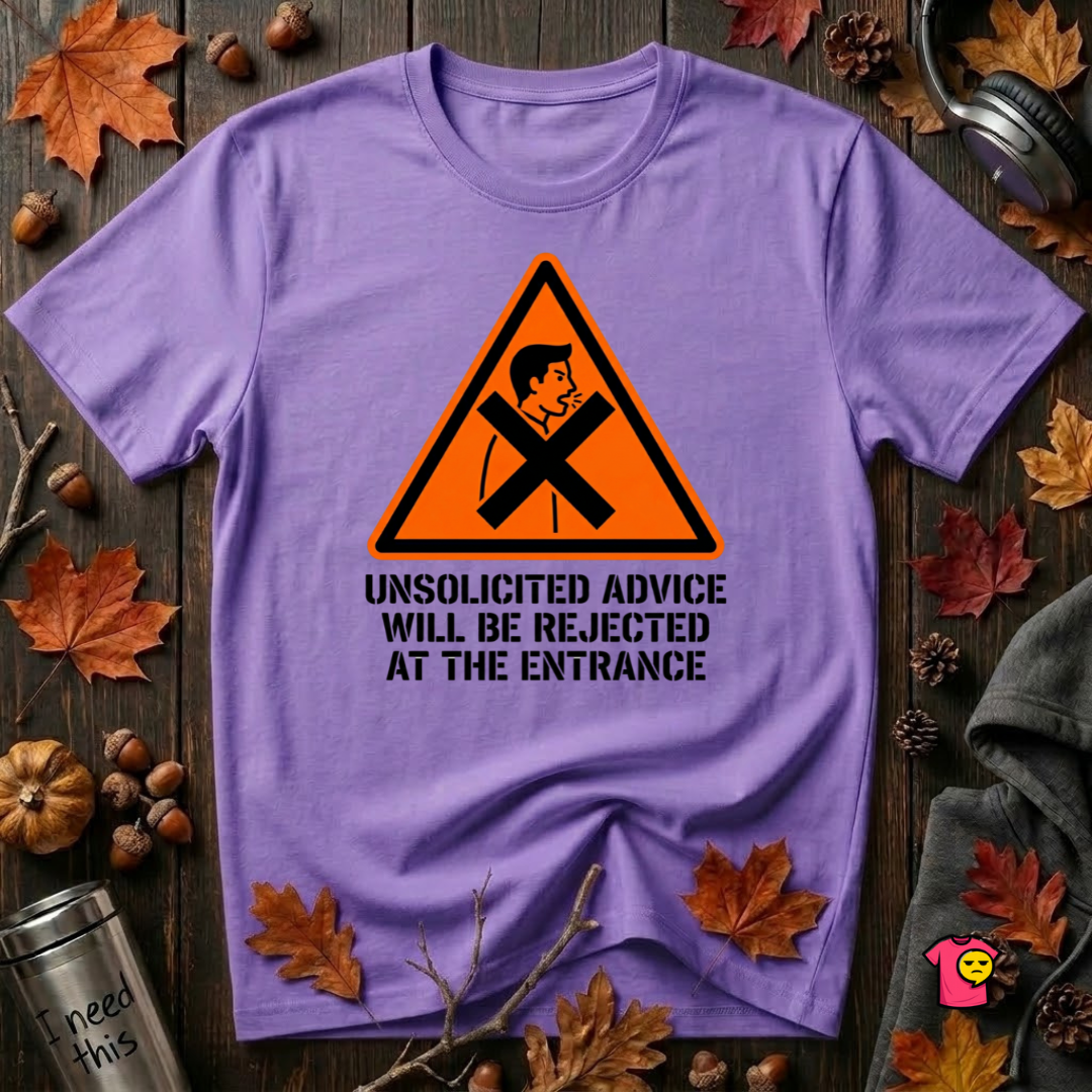 Unsolicited Advice will be Rejected sarcastic t-shirt in Heather Team Purple by Snarky Sarks