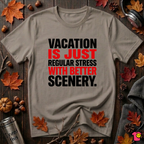 Vacation is Stress with Better Scenery travel t-shirt in Asphalt by Snarky Sarks