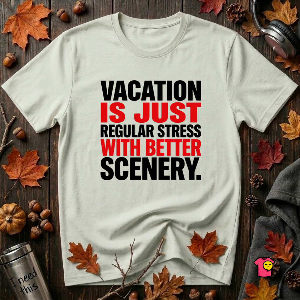 Vacation is Stress with Better Scenery travel t-shirt in Citron by Snarky Sarks