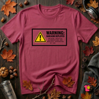 Warning Sarcasm Deployed graphic t-shirt in Cardinal by Snarky Sarks