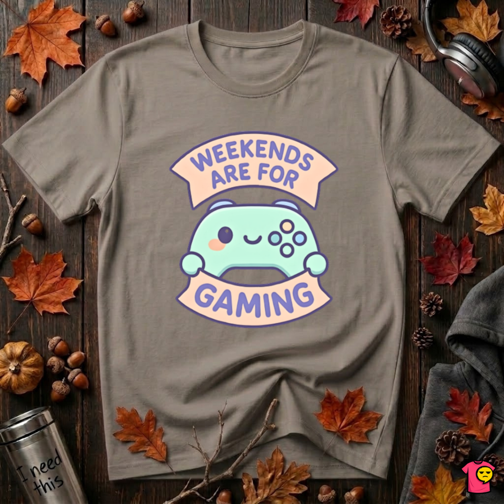 Weekends are for Gaming sarcastic gaming t-shirt in Asphalt by Snarky Sarks