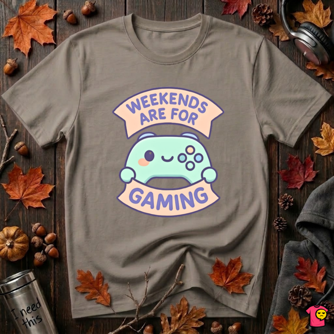 Weekends are for Gaming sarcastic gaming t-shirt in Asphalt by Snarky Sarks
