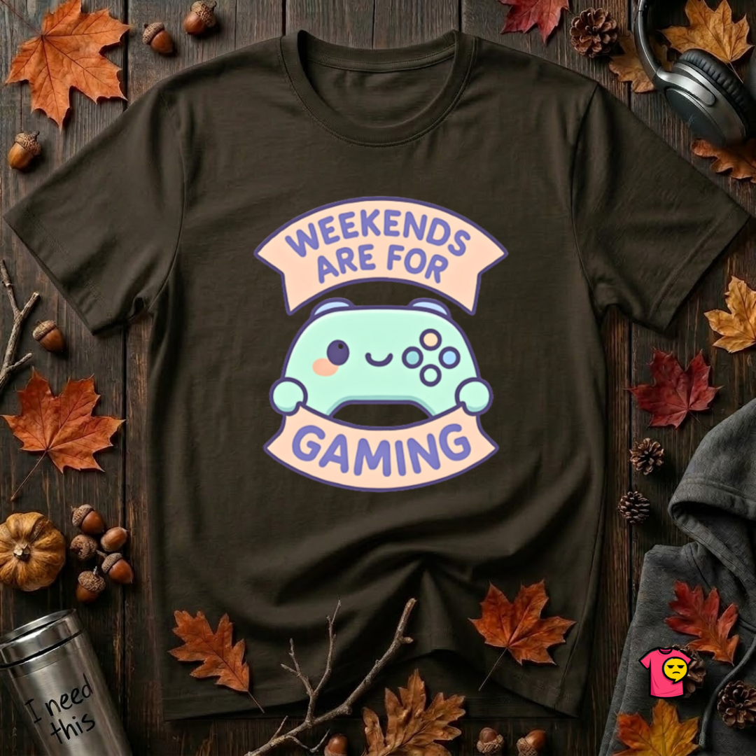 Weekends are for Gaming sarcastic gaming t-shirt in Black by Snarky Sarks
