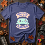 Weekends are for Gaming sarcastic gaming t-shirt in Team Navy by Snarky Sarks