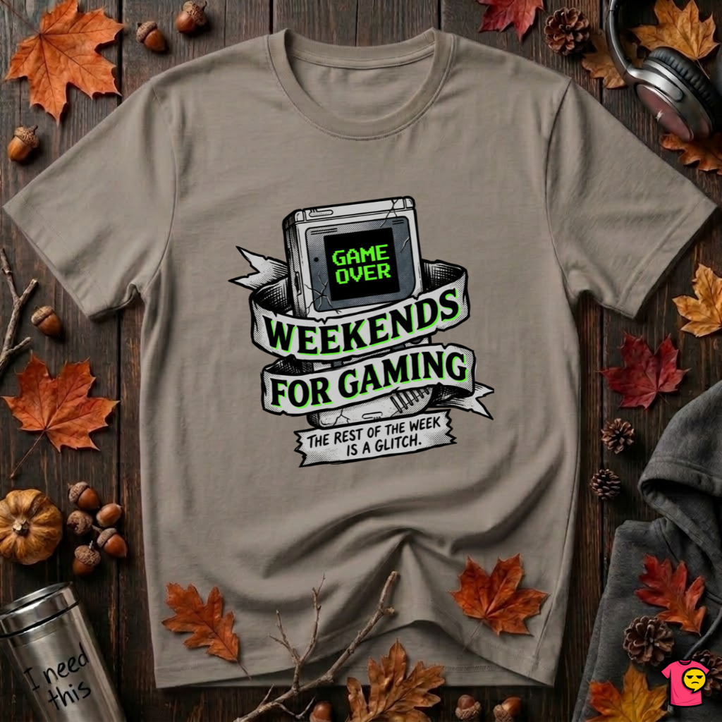 Weekends for Gaming sarcastic gaming t-shirt in Asphalt by Snarky Sarks