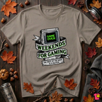 Weekends for Gaming sarcastic gaming t-shirt in Asphalt by Snarky Sarks