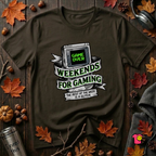 Weekends for Gaming sarcastic gaming t-shirt in Black by Snarky Sarks