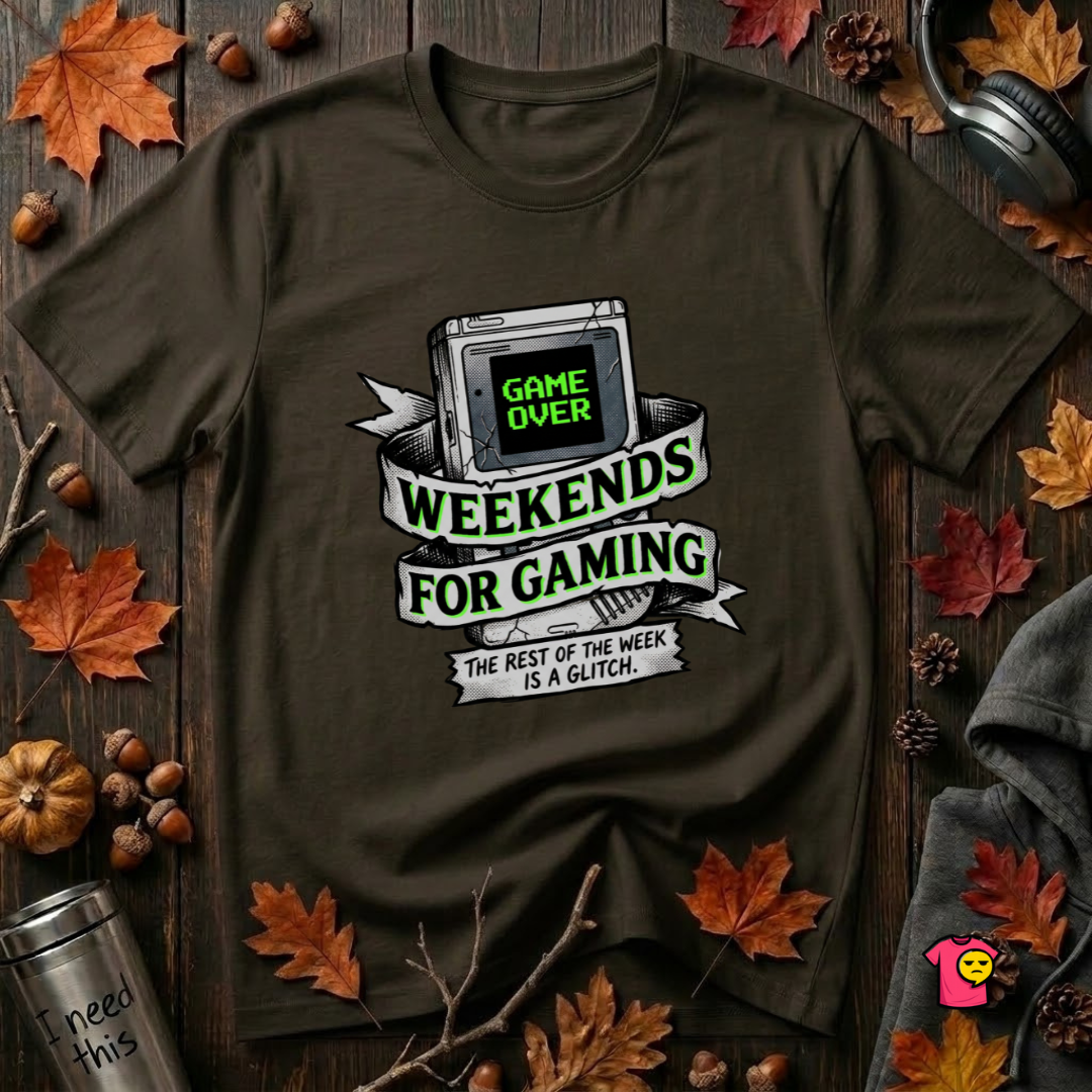 Weekends for Gaming sarcastic gaming t-shirt in Black by Snarky Sarks