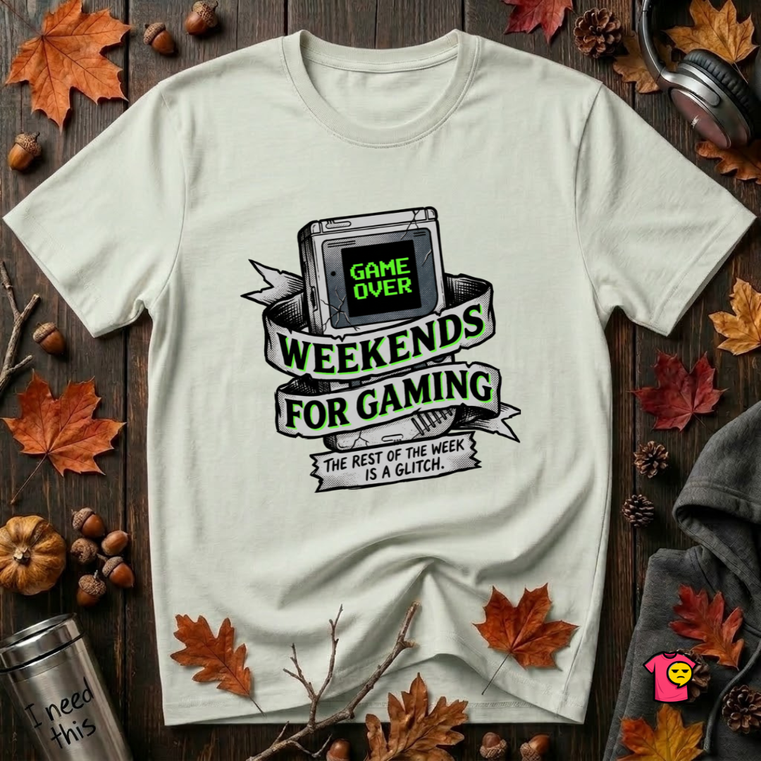 Weekends for Gaming sarcastic gaming t-shirt in Citron by Snarky Sarks