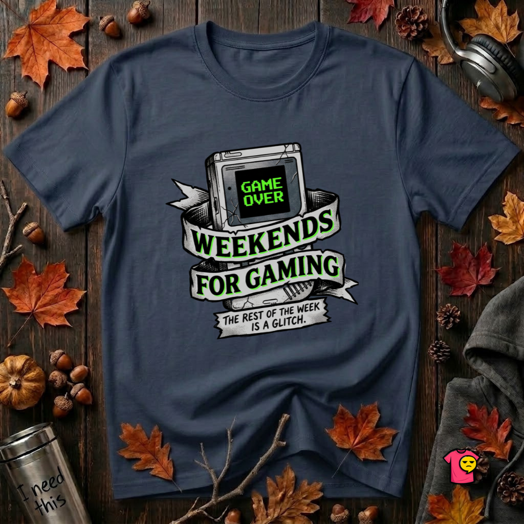 Weekends for Gaming sarcastic graphic t-shirt in Navy by Snarky Sarks
