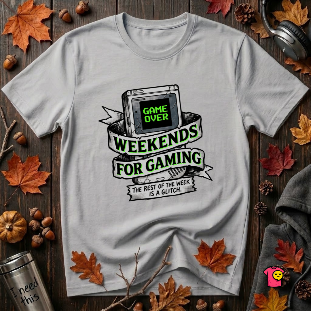 Weekends for Gaming sarcastic gaming t-shirt in Solid Athletic Gray by Snarky Sarks