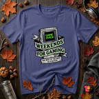 Weekends for Gaming sarcastic gaming t-shirt in Team Navy by Snarky Sarks