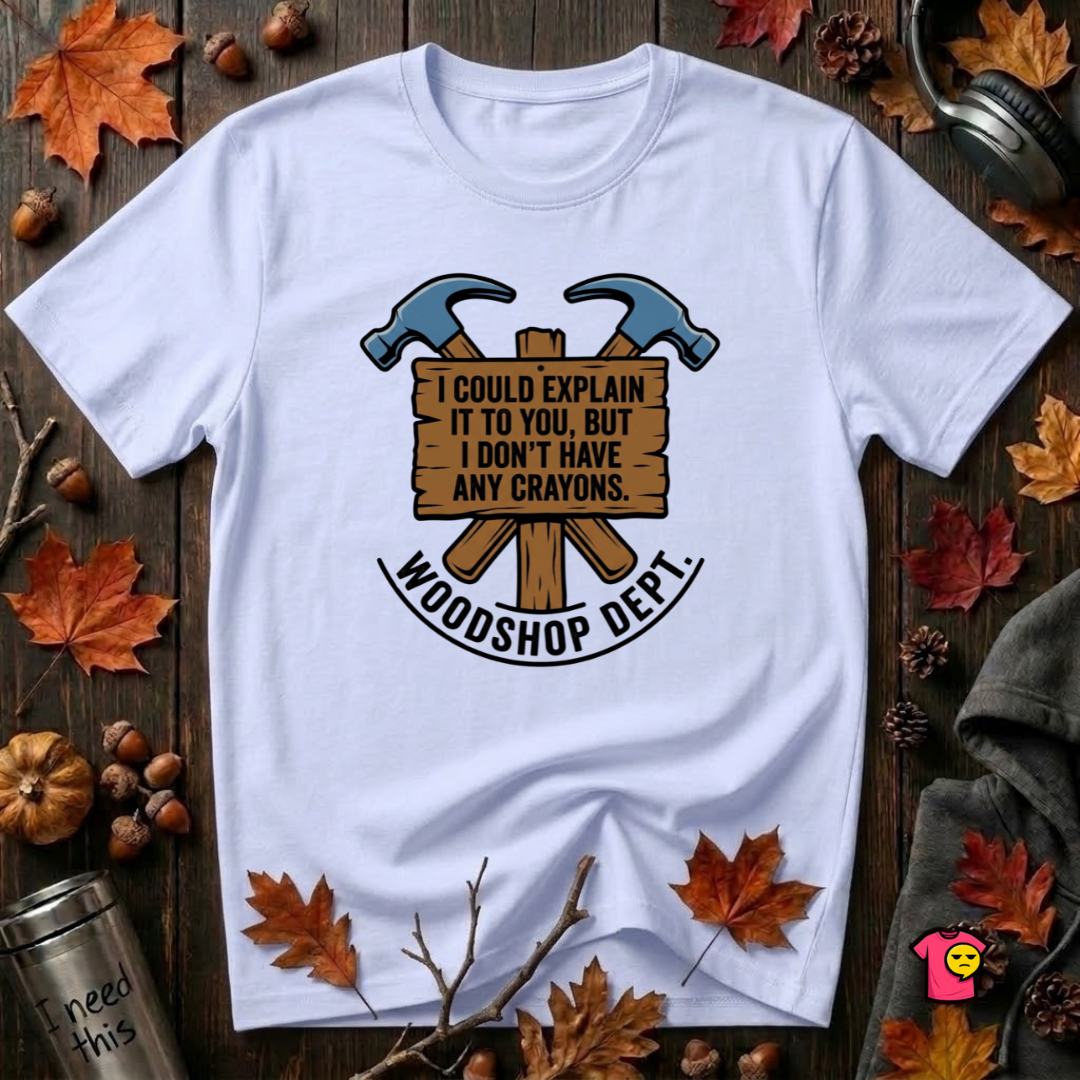 Woodshop Department woodworking t-shirt in Ash by Snarky Sarks