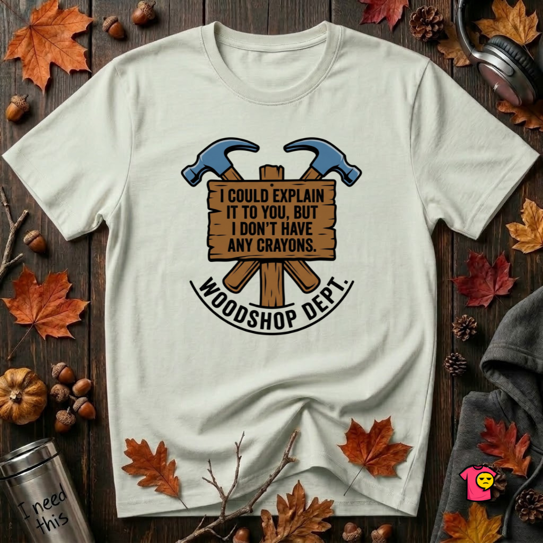 Woodshop Department woodworking t-shirt in Citron by Snarky Sarks