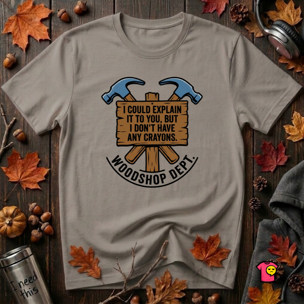 Woodshop Department woodworking t-shirt in Deep Heather by Snarky Sarks