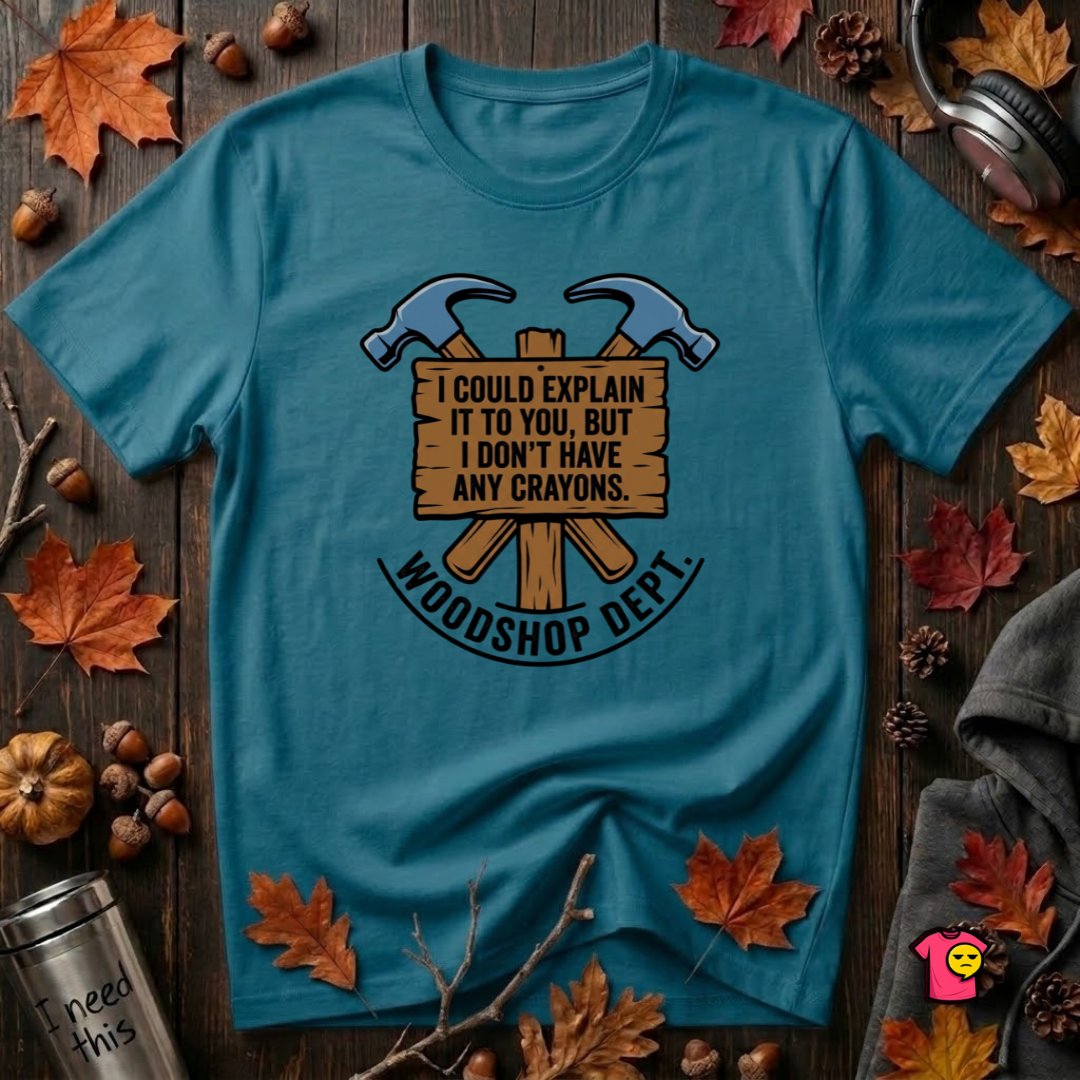 Woodshop Department woodworking t-shirt in Deep Teal by Snarky Sarks