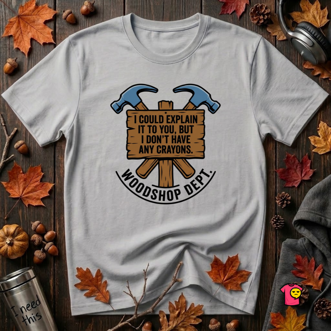 Woodshop Department woodworking t-shirt in Solid Athletic Gray by Snarky Sarks