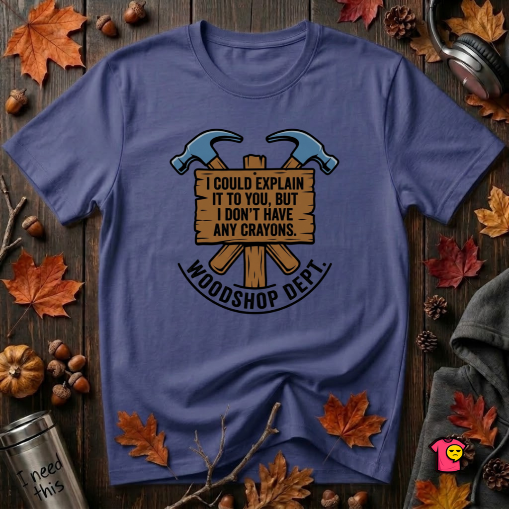 Woodshop Department woodworking t-shirt in Team Navy by Snarky Sarks