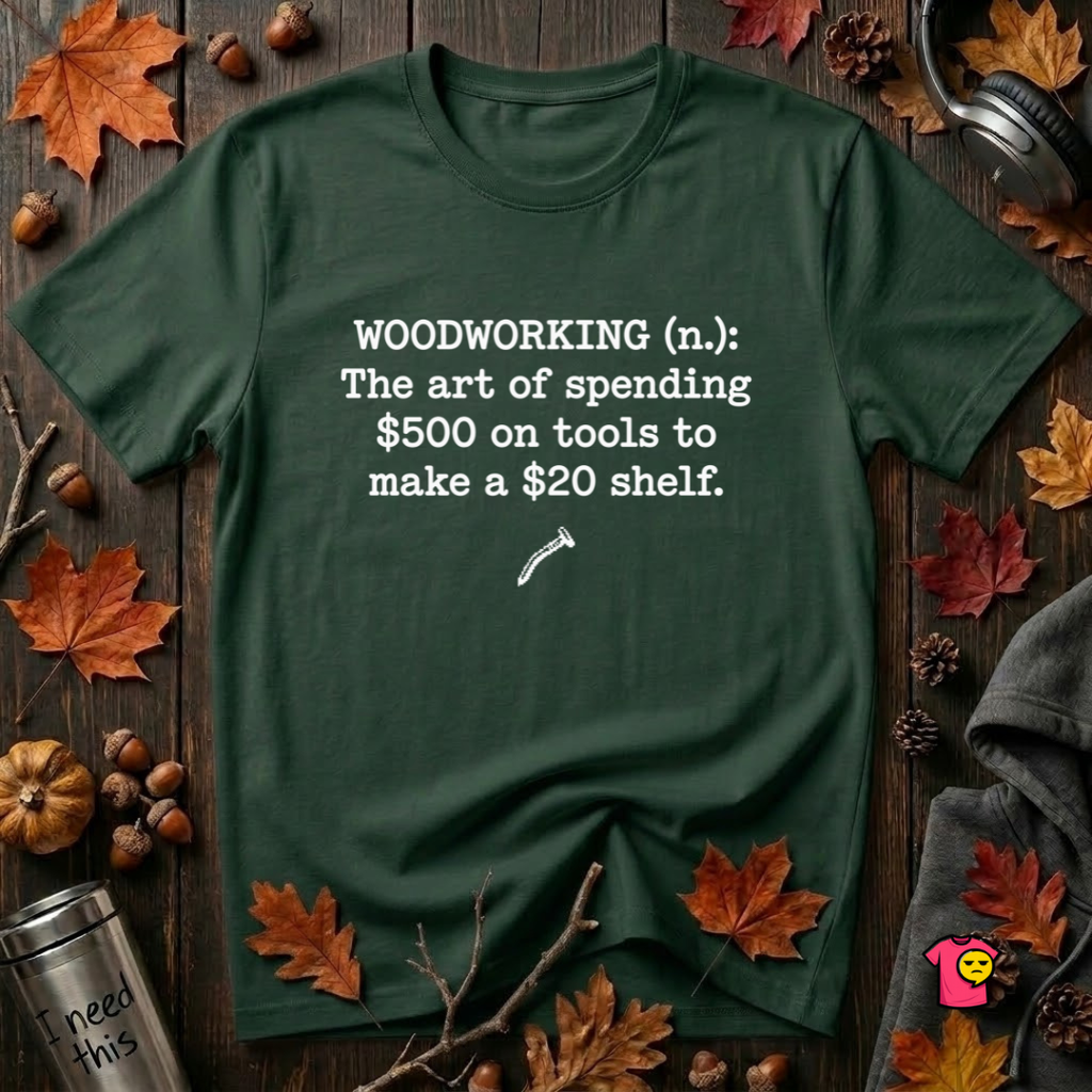 Woodworking (n.) sarcastic definition t-shirt in Forest by Snarky Sarks