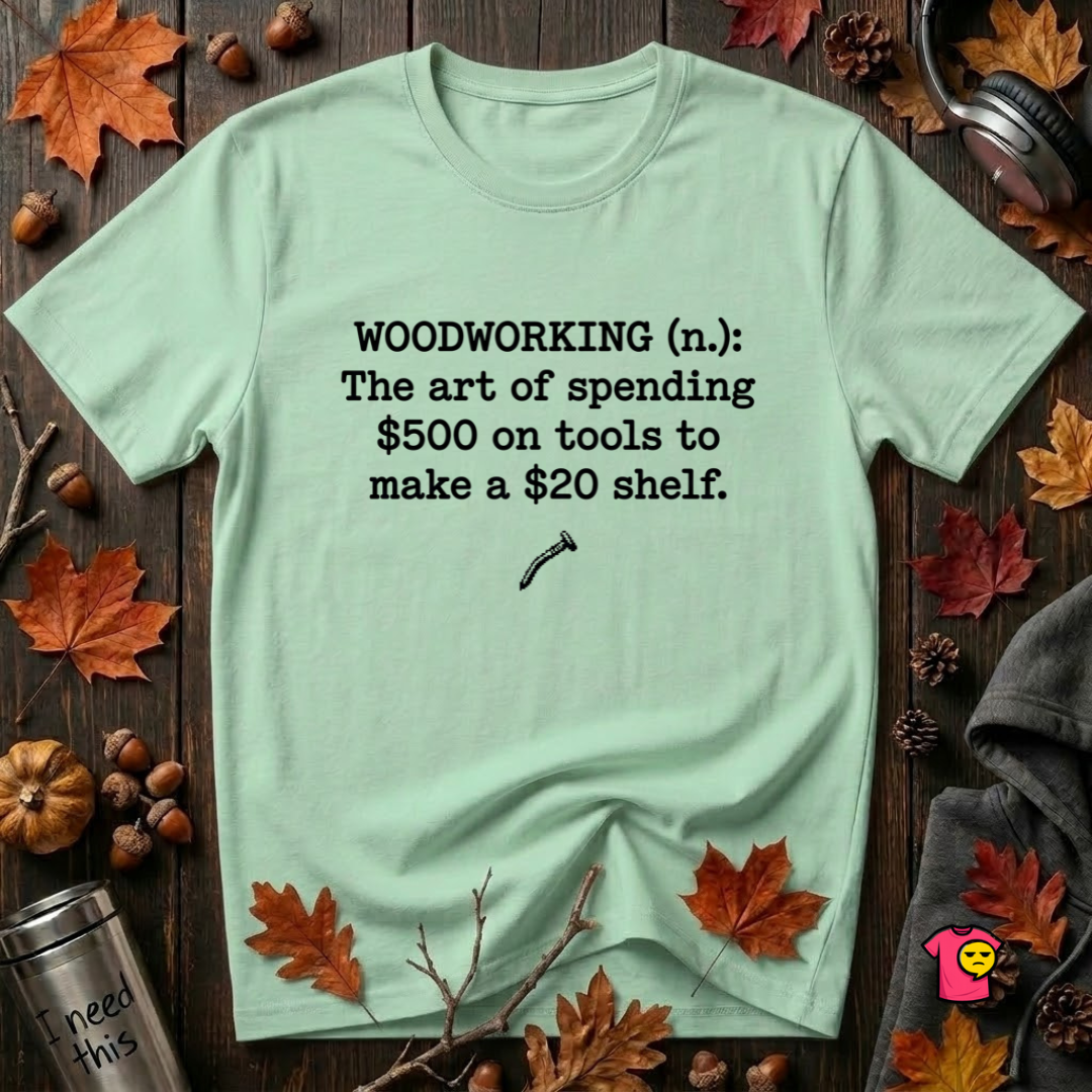 Woodworking (n.) sarcastic definition t-shirt in Mint by Snarky Sarks