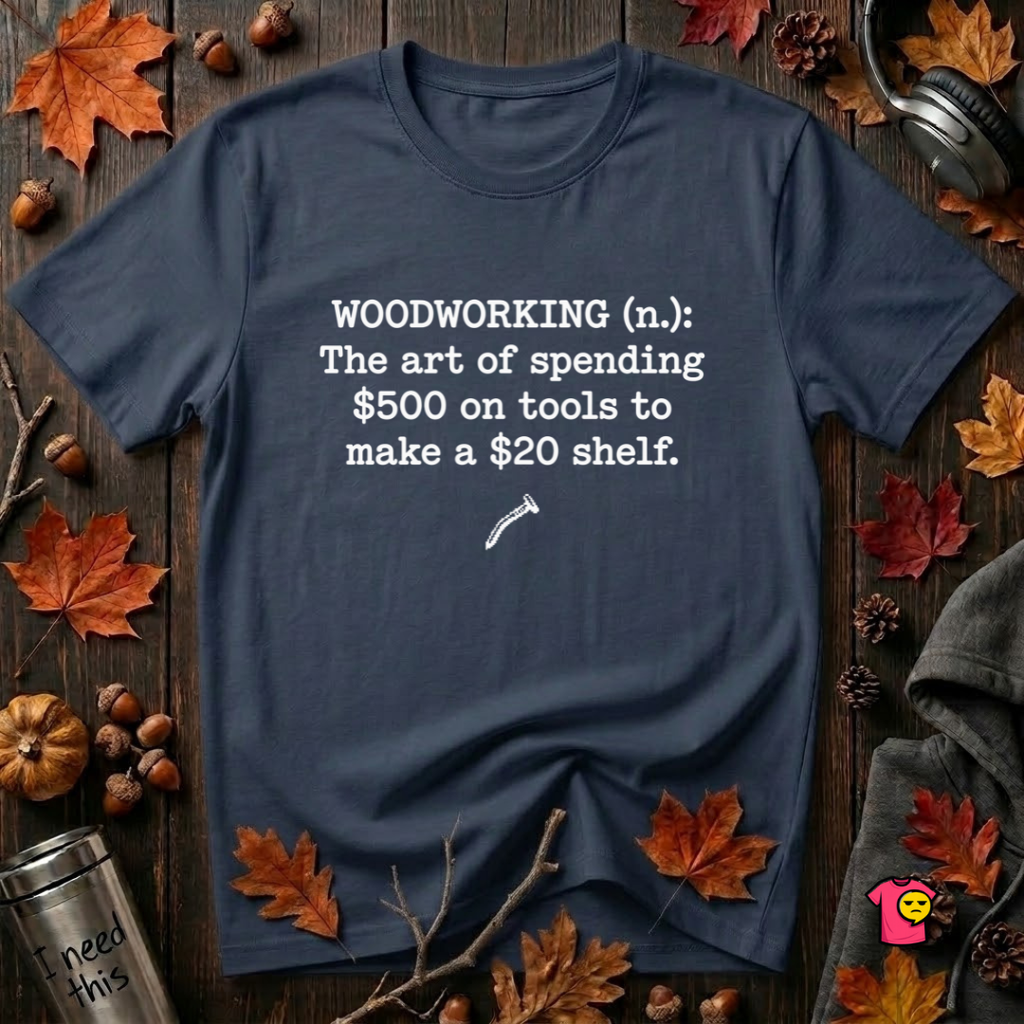 Woodworking (n.) sarcastic definition t-shirt in Navy by Snarky Sarks