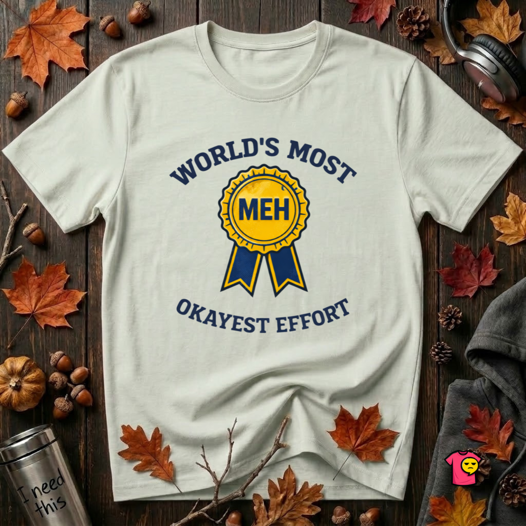 World's Most Okayest Effort sarcastic t-shirt in Citron by Snarky Sarks