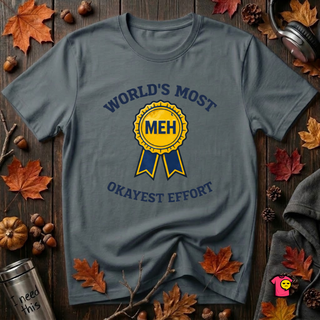 World's Most Okayest Effort sarcastic t-shirt in Dark Gray by Snarky Sarks