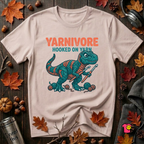 Yarnivore -- Hooked on Yarn crochet t-shirt in Soft Pink by Snarky Sarks