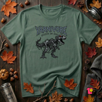 Yarnivore Stitch or Die knitting t-shirt in Heather Forest by Snarky Sarks