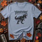 Yarnivore Stitch or Die knitting t-shirt in Heather Prism Blue by Snarky Sarks