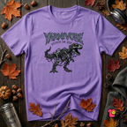 Yarnivore Stitch or Die knitting t-shirt in Heather Team Purple by Snarky Sarks